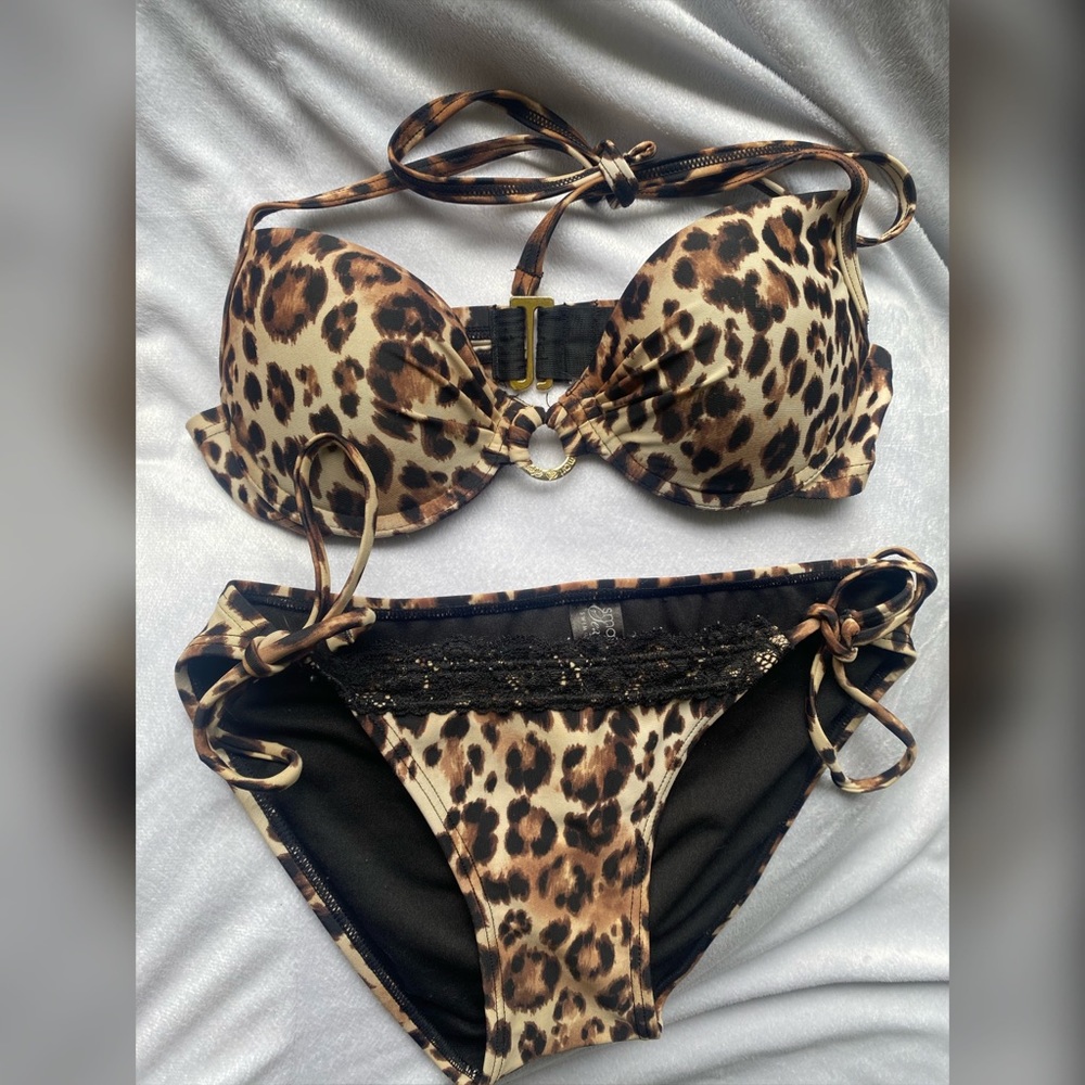Leopard Print Bikini with Lace Detail